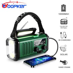 Woopker 라디오 E30 10000mAh FM 비상 라디오 태양열 핸드 크랭크 생성기 AM/FM/NOAA LED 휴대용 라디오 SOS 알람 보조베터리