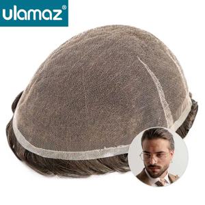 스위스 레이스 Toupee 망 가발 보이지 않는 남성 머리 보철물 100% 밀도 인간의 머리카락 자연 머리 가발 남자 전체 레이스 헤어 시스템
