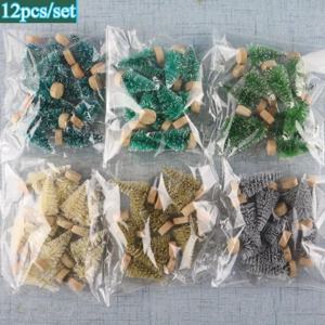 인공 크리스마스 트리 미니어처 입상 공예 용품, 크리스마스 파티 사무실 데스크탑 크리스마스 트리 홈 장식, 12 개