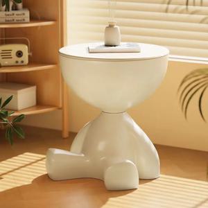 크림 커피 테이블 소파 침대 사이드 테이블 플라스틱 크리 에이 티브 플랫 헤드 커피 테이블 거실 가정용 액세서리 홈 장식