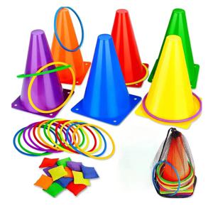 토스 콘 링 파티 게임, 어린이 장난감, 야외 축구, 축구, 민첩성 훈련, 카니발, 가족 게임, 마당 콤보 세트 도구, 1 세트