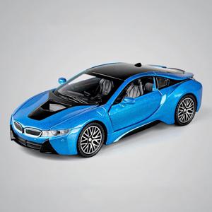 미니어처 1:32 BMW I8 슈퍼 스포츠카, 높은 시뮬레이션 다이캐스트 합금 모델 자동차, 사운드 및 라이트 풀백 컬렉션, 어린이 장난감 선물