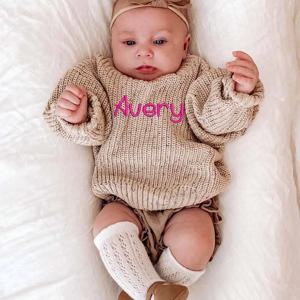 맞춤형 자수 특대 이름 어린이 유아 아기 스웨터, 맞춤형 아기 스웨터, 아기 소녀 어린이 청키 니트