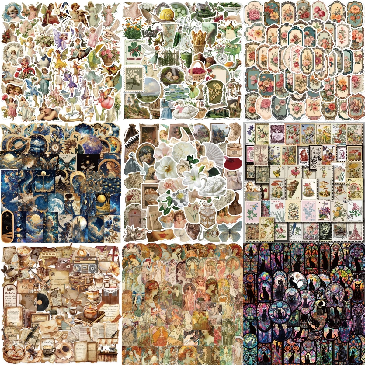 빈티지 미학 스티커 시리즈, 농촌 생활 그래피티, 어린이 장난감, DIY 노트북, 전화, 아이패드 장식, 도매, 10 개, 30 개, 50 개