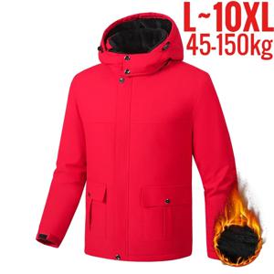 빅 사이즈 겨울 자켓 남성 후드 지퍼 업 패딩 남성 방수 패딩 코트 모피 양털 안감 따뜻한 두꺼운 윈드 브레이커 플러스 10XL