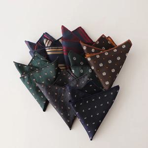 남성용 꽃 실크 포켓 스퀘어 비즈니스 격식 있는 원피스 세트 액세서리, 레드 다크 브라운 스트라이프 손수건, 웨딩 크라바트, 2025 럭셔리