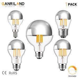 실내 실버 볼 미러 장식 LED 에디슨 글로브 전구, 하프 크롬 전구, E14, E27, G45, A19, G80, 4W, 6W, 8W, 2700K