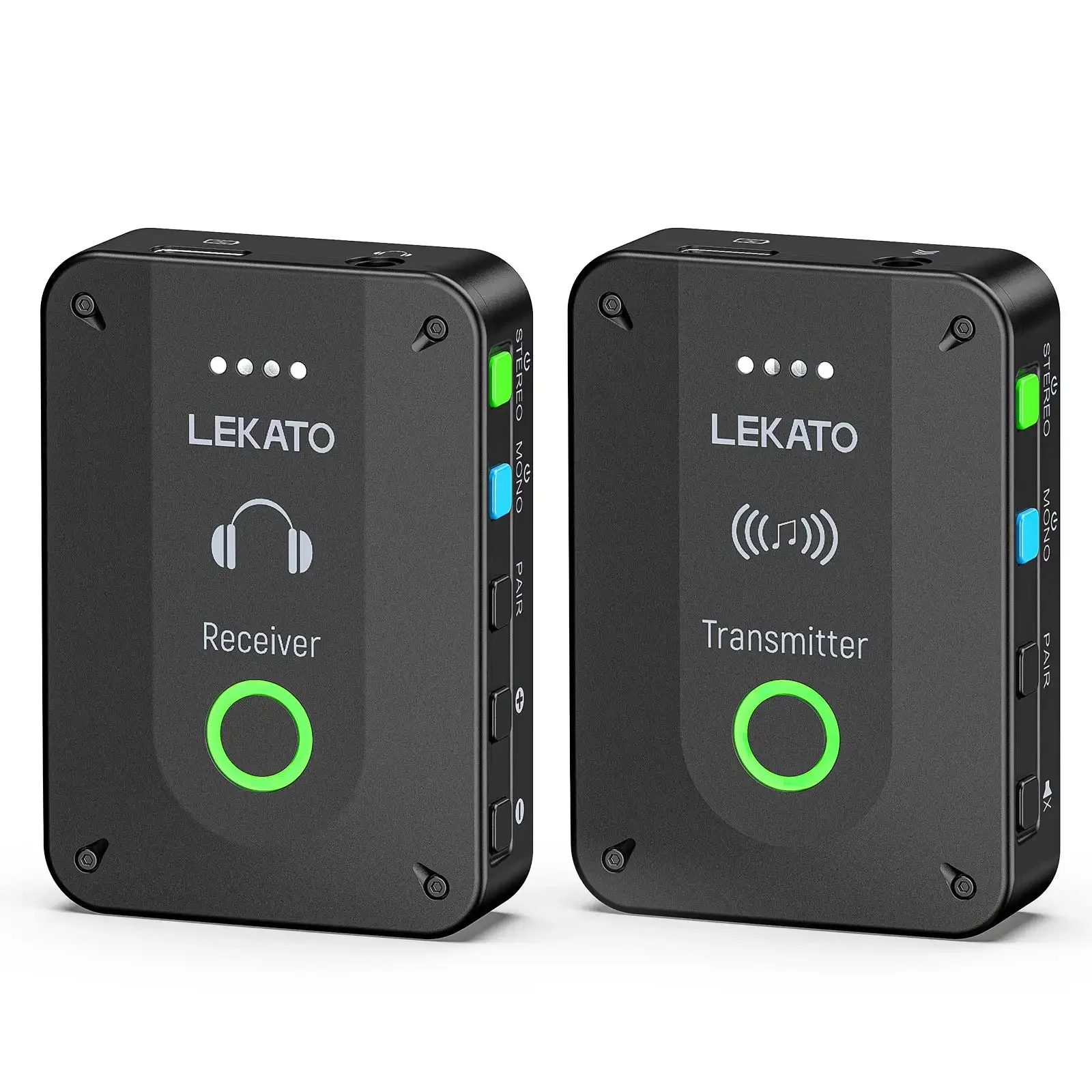 Lekato Ms-02 스튜디오 밴드 리허설 라이브 공연을 위한 2.4G 충전식 무선 이어폰 모니터 송신기 수신기