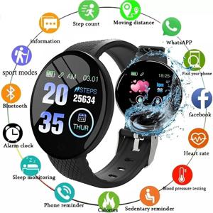 2025 새로운 D18 스마트 시계 심박수 모니터 남성 여성 Smartwatch 라운드 피트니스 디지털 시계 남성 여성 밴드 팔찌