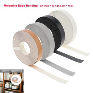 3/4인치 ×50피트(1.9cm × 15M) 합판 테이블/캐비닛용 사전 접착 베니어 테두리 핫멜트 접착제 멜라민 엣지 밴딩