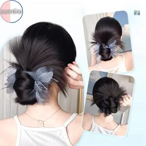 합성 Chignon 새로운 파란색 깃털 치킨 깃털 롤빵 클립 가발 푹신한 자연 꽃 봉오리 머리 숙녀 가발