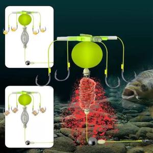 2025 스트링 훅 낚시 미끼 케이지 4개 훅 탄소강 라인 그룹 피더 싱커 플로트 낚시 스프링 미끼 케이지 도구