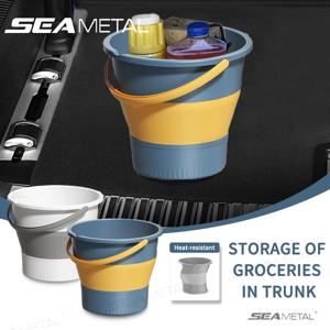 SEAMETAL 접이식 휴대용 버킷 자동차 세차 낚시 욕실 도구 실리콘 버킷 야외 캠핑 가정용품 자동차 가정 도구