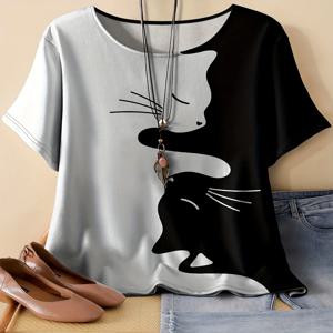 2025년 여름 여성용 반팔 라운드넥 플러스 사이즈 스포츠 레저 티셔츠 속건 통기성