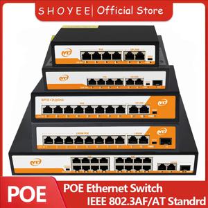 새로운 POE RJ45 이더넷 스위치 SFP 48V, 802.3af/at 업링크 비관리형 플러그 앤 플레이, IP 카메라/NVR용