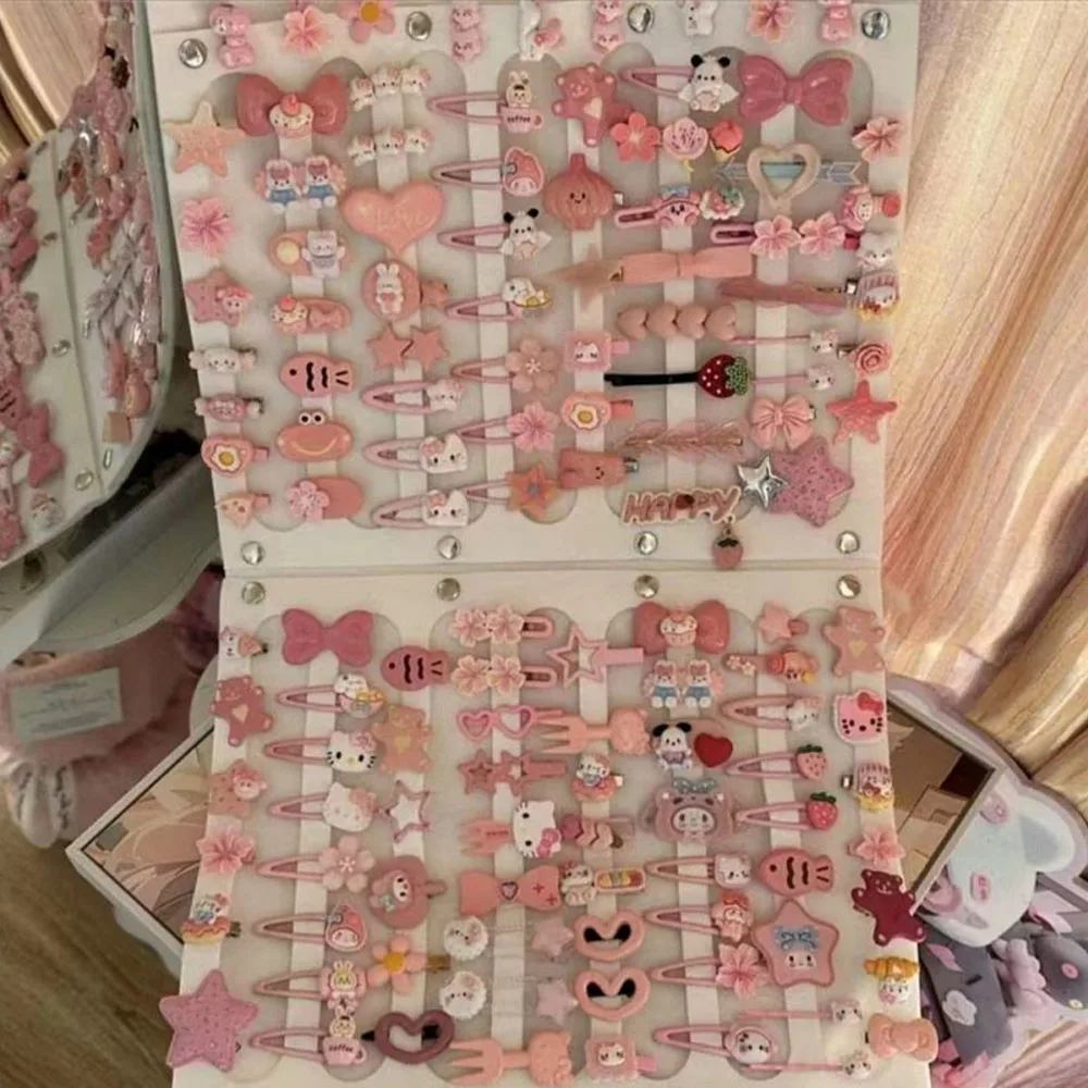 10-50개 Y2K 헤어 클립 세트 귀여운 핑크 헤어 액세서리 심리스 엣지 클립 여성 소녀 스윗 뷰티 헤어핀 트렌디 헤어 클립