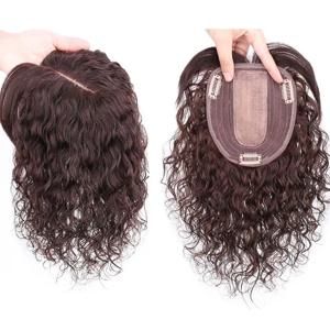 13x13cm 인모 곱슬머리 가발 여성 탈모 및 희소한 볼륨 여성 헤어피스 풍성한 자연스러운 커버 회색 머리에 적합