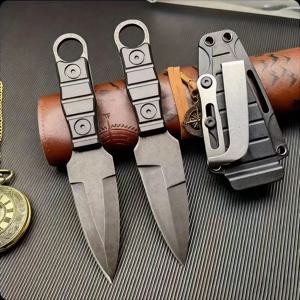 2024 신제품: 야외용 소형 직선 칼, 고경도 생존 칼, 캠핑 EDC 휴대용, 다용도 칼 +K 시스