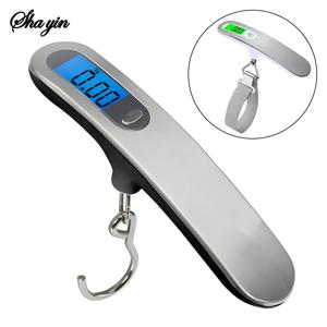 휴대용 저울 디지털 LCD 디스플레이 110lb/50kg 전자 수하물 교수형 가방 여행 무게 수하물 낚시 저울 후크