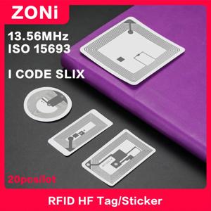RFID HF 태그 I 코드 SLIX 칩 스마트 태그 도서 라벨 NFC 스티커 13.56MHz ISO15693 고주파 전자 태그 고품질 20PCS