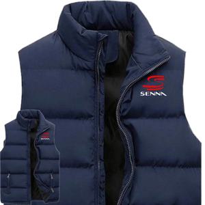남성 터틀넥 조끼 지퍼 솔리드 다운 깃털 양복 조끼 Gilet 남성 자켓 민소매 Ayrton Senna Drive to Perfection Racing