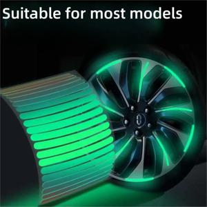 20pcs 자동차 휠 허브 반사 스티커 타이어 림 반사 스트립 야간 운전을위한 빛나는 자동차 자전거 오토바이 휠 스티커