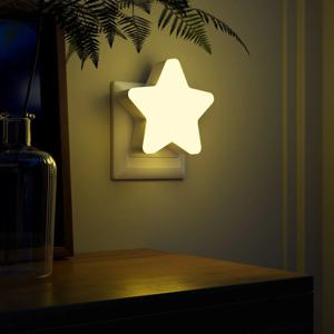 별 모양 야간 조명 LED 조도 감지 야간 조명 플러그인 자동 켜짐/꺼짐 어린이 침실 계단 복도 침대 헤드 야간 램프