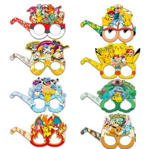 8 개/대 애니메이션 포켓몬 피카추 테마 파티 사진 재미 있은 소품 종이 안경 디지몬 생일 안경 장식 선물