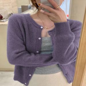 2025 롱 슬리브 빈티지 Y2k 탑 한국 니트 가디건 여성 가을 겨울 패션 O넥 다용도 슬리밍 베이직 스웨터