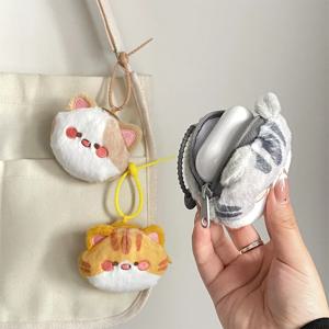 일본식 카와이 고양이 모양의 이어폰 케이스 키 체인 파우치 귀여운 동전 지갑 전화 액세서리 키 지갑