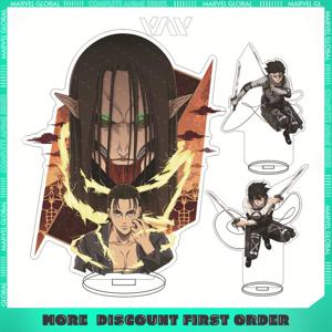 6.3in 진격의 거인 애니메이션 대형 스탠딩 플라크 아크릴 캐릭터 Eren Jaeger Mikasa 스탠드 표지판 장식 장식품 팬 선물