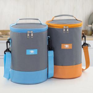 일본식 학생 도시락 가방 라운드 드럼두꺼운 알루미늄 호일 대용량 방수 휴대용 점심 가방 절연 드럼 가방