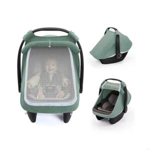 F19F 이중 레이어 창과 통기성면 거즈 직물이있는 베이비 카시트 커버, 방풍 바구니 선수