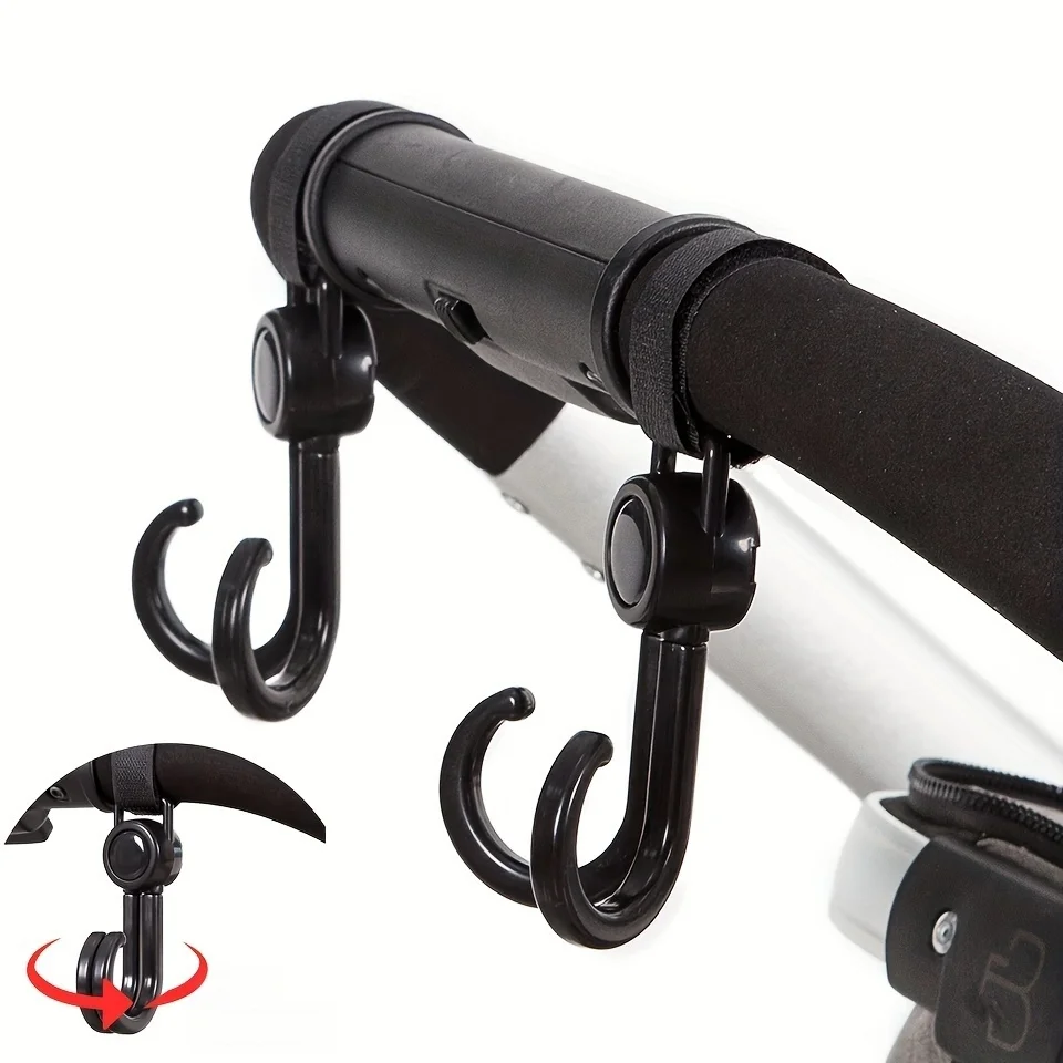 2개 360 °   회전식 다기능 유모차 후크, 범용 전기 자동차 후크, 무타공 다기능 수납 후크.