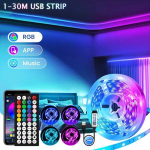 침실용 LED 조명 블루투스 와이파이 앱 원격 제어 RGB LED 라이트 스트립 5050 RGB USB 5V LED 테이프 TV 백라이트 룸 조명