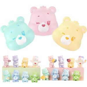 새로운 정품 케어베어 리틀 씽즈 시리즈 큐비 페이스 랜덤 박스 액션 피규어 귀여운 어린이 생일 파티 선물 시리즈