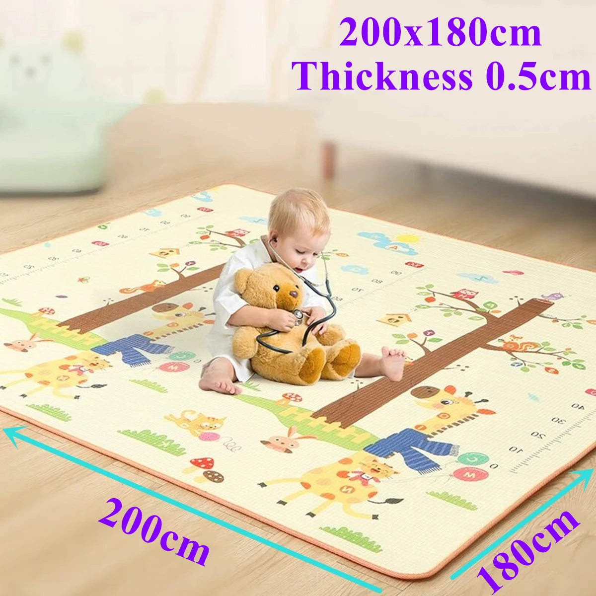 200x180cm 두께: 0.5cm 8가지 스타일 선택 가능 아기 놀이 매트 어린이 러그 플레이매트 아기방 기어다니기 패드 아기 카펫 러그