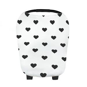 아기 카시트 커버 화이트 러브 하트 모양의 간호 모유 수유 스카프 캐노피 유모차 쇼핑 카트 커버 소년과 소녀용