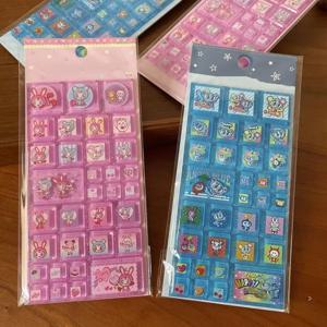 새로운 카와이 디즈니 엔젤 스퀘어 벽돌 스티커 블루와 핑크 파인 스파클링 스티커 헤드폰 전화 케이스 DIY 크리 에이 티브 장식