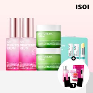 브라이트닝세럼50mlx2+장수진크림70mlx2+센시티브립밤트리플(+잡티토닉50ml/미간패치x2/잡티마스크X1/캐릭터굿즈3종)