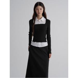 셔츠 칼라 레이어드 풀오버  블랙 (325851LY65)