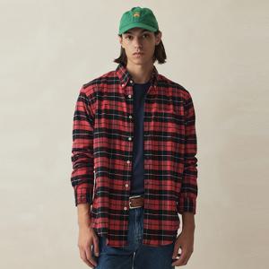레귤러핏 플란넬 체크 셔츠 (레드) (BBTHMM54757EW)