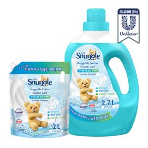 세탁세제 허거블 코튼 클린 앤 케어 2L+2.7L