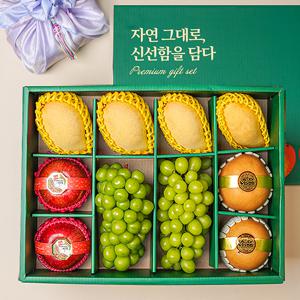 [보자기동봉] 정성 사과&배&골드망고&샤인 혼합 12구 선물세트