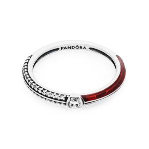 PANDORA] 192528C01  미 파베 & 레드 듀얼 실버 반지