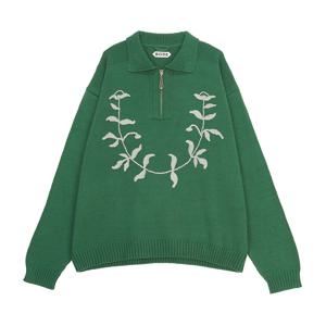 MRS24KT032 GREEN 남자 반집업 니트
