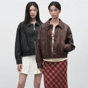 빈티지워싱 페이크레더 블루종 2COL/WBE3L09514