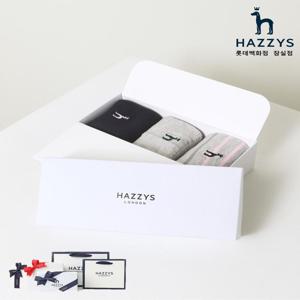 [선물포장] HISS4E300G3_여성그레이 퍼피자수 면혼방 중목양말3종세트