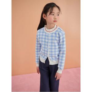 여아 깅엄 체크 카디건 - 스카이 블루(BI515AG03Q)