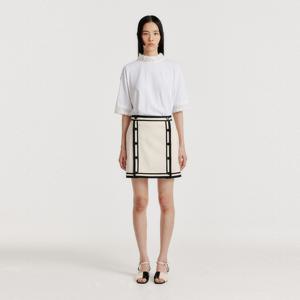 YINTI Contrast Mini Skirt - Ivory